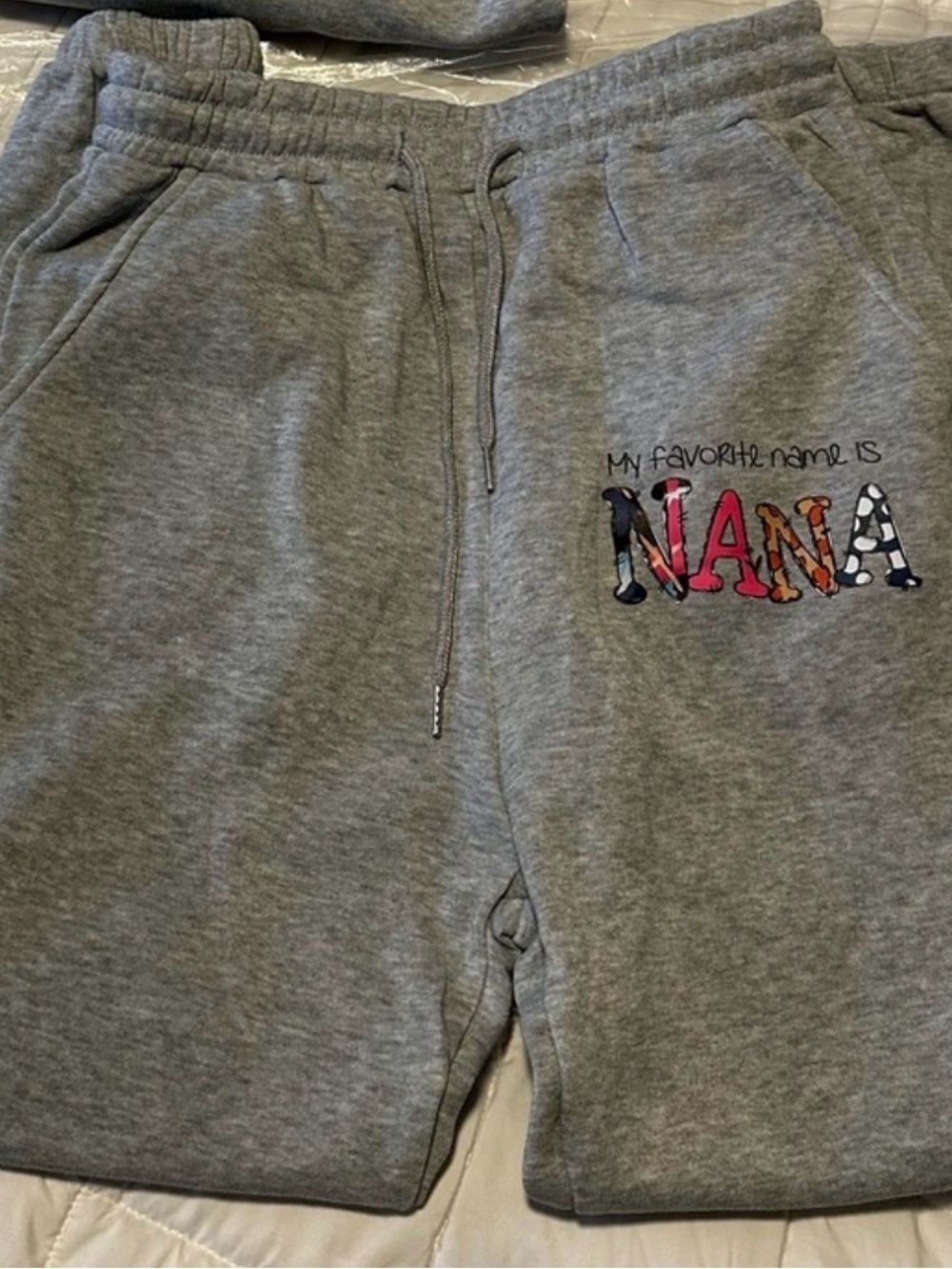 Gray Sweatpants with 'NANA'